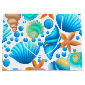 Muscheln und Muster des Starfish Ozeans Große Geschenktüte (Vorderseite)