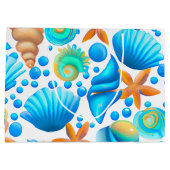 Muscheln und Muster des Starfish Ozeans Große Geschenktüte (Rückseite)
