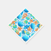 Muscheln und Muster des Starfish Ozeans Serviette (Ecke)