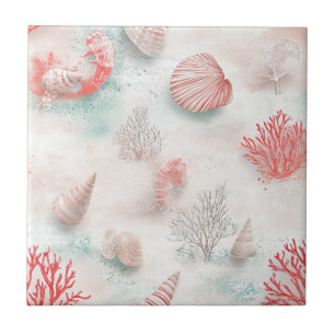 Muscheln und Ozeanwellen-Muster (7) Fliese