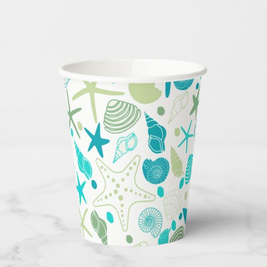 Muscheln und Papiertasse aus Starfish Pappbecher (Links)