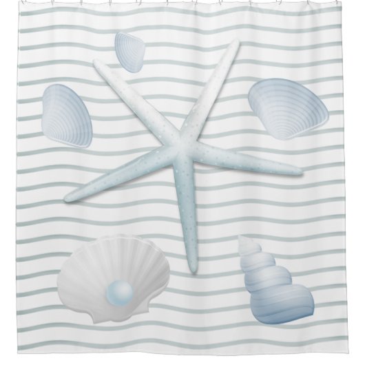 Muscheln und Perlen Duschvorhang (Vorderseite)