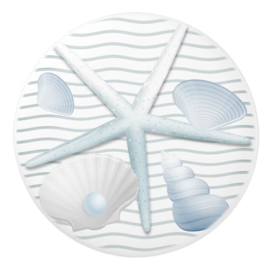 Muscheln und Perlen Keramikknauf (Vorderseite)