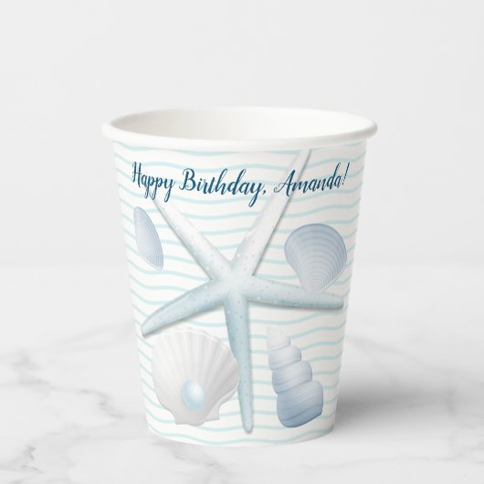 Muscheln und Perlen Pappbecher (Vorderseite)