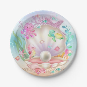 Muscheln und Perlen Unterwasser-Party Pappteller