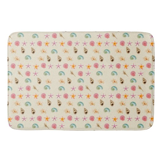 Muscheln und Plumeria Badematte (Vorderseite)