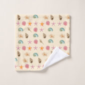 Muscheln und Plumeria Badhandtuch Set (Waschlappen)