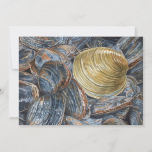 Muscheln und Quahog-Kunstpostkarte Einladung