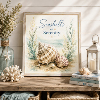 Muscheln und Ruhe Badezimmer-Wandkunst Leinwanddruck