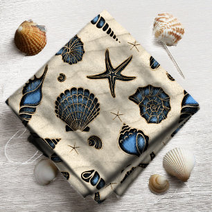 Muscheln und Sand Blau ID782 Stoff