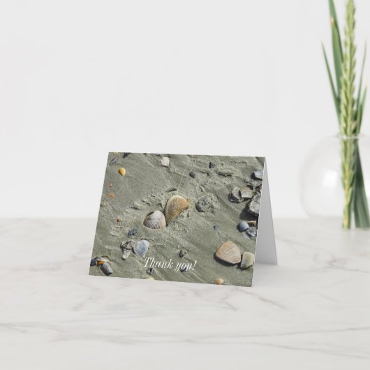 Muscheln und Sand Dankeschön Karte (Vorderseite)