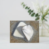 Muscheln und Sand Postkarte (Stehend Vorderseite)