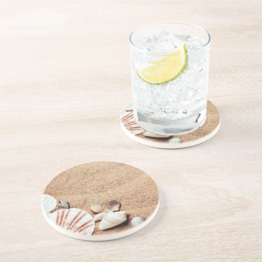 Muscheln und Sand Untersetzer (Seite)