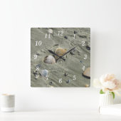 Muscheln und Sand-Wall-Uhr Quadratische Wanduhr (Zuhause)