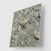 Muscheln und Sand-Wall-Uhr Quadratische Wanduhr (Winkel)