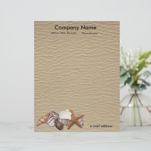 Muscheln und Sandy-Strand Briefbogen (Stehend Vorderseite)