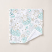 Muscheln und Schildkröten Badhandtuch Set (Waschlappen)