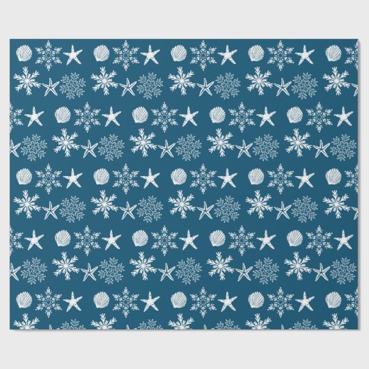 Muscheln und Schneeflocken Geschenkpapier (Flach)