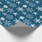 Muscheln und Schneeflocken Geschenkpapier (Ecke)