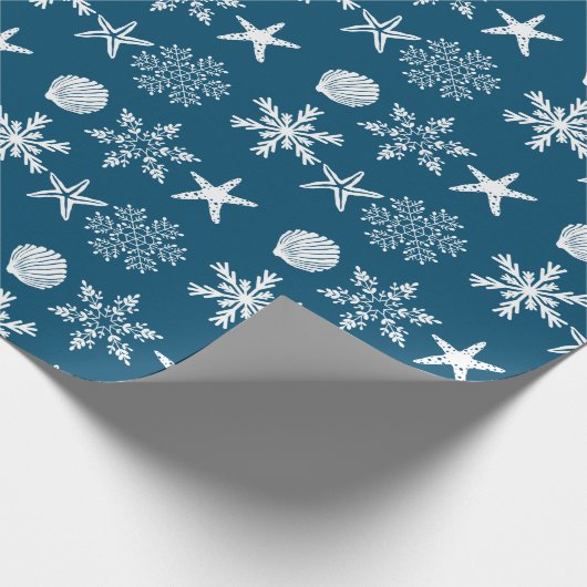 Muscheln und Schneeflocken Geschenkpapier (Ecke)