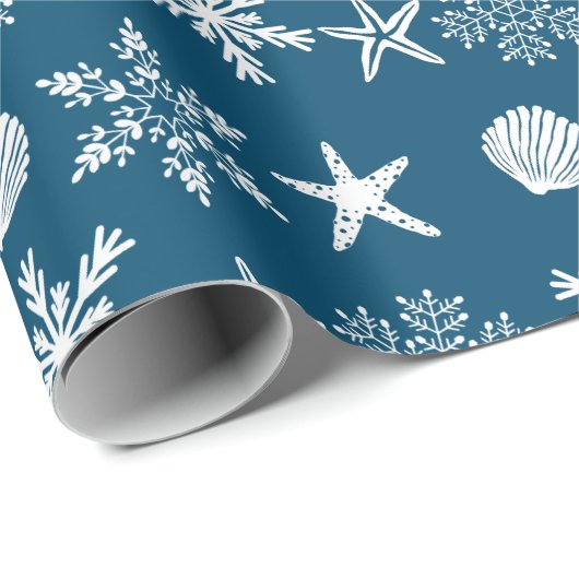 Muscheln und Schneeflocken Geschenkpapier (Rolleneckpunkt)