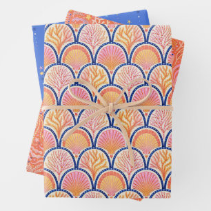 Muscheln und Seegras - Nautilus-Set mit drei Teile Geschenkpapier Set