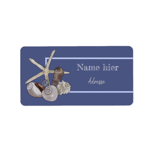 Muscheln und Seestern Adressaufkleber (Vorne)