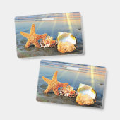 Muscheln und Seestern am Strand Ausweis (Vorder- & Rückseite)