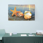 Muscheln und Seestern am Strand Banner (Messeveranstaltung)