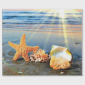 Muscheln und Seestern am Strand Geschenkpapier (Flach)