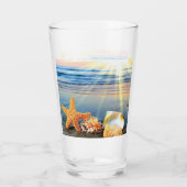 Muscheln und Seestern am Strand Glas (Rückseite)