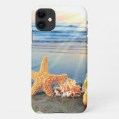 Muscheln und Seestern am Strand iPhone Hülle (Rückseite)