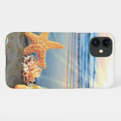 Muscheln und Seestern am Strand iPhone Hülle (Rückseite (Horizontal))