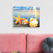 Muscheln und Seestern am Strand Leinwanddruck (Insitu (Wohnzimmer))