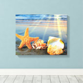 Muscheln und Seestern am Strand Leinwanddruck (Insitu (Holzboden))