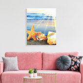 Muscheln und Seestern am Strand Leinwanddruck (Insitu (Wohnzimmer))