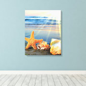Muscheln und Seestern am Strand Leinwanddruck (Insitu (Holzboden))