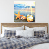 Muscheln und Seestern am Strand Leinwanddruck (Insitu (Schlafzimmer))