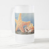 Muscheln und Seestern am Strand Mattglas Bierglas (Vorderseite Links)