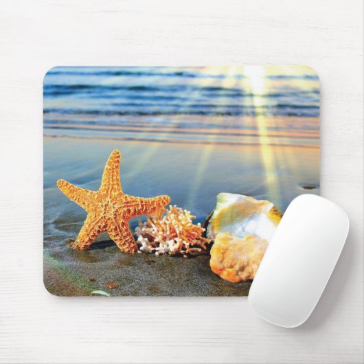 Muscheln und Seestern am Strand Mousepad (Mit Mouse)