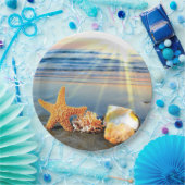 Muscheln und Seestern am Strand Pappteller (Party)