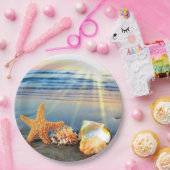 Muscheln und Seestern am Strand Pappteller (Party)