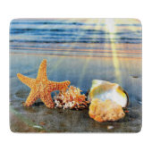 Muscheln und Seestern am Strand Schneidebrett (Vorderseite)