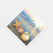 Muscheln und Seestern am Strand Serviette (Ecke)