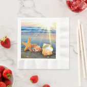 Muscheln und Seestern am Strand Serviette (Beispiel)