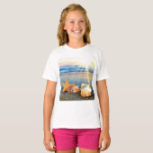 Muscheln und Seestern am Strand T-Shirt (Vorne ganz)
