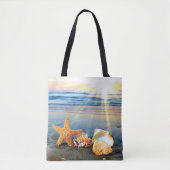 Muscheln und Seestern am Strand Tasche (Vorderseite)