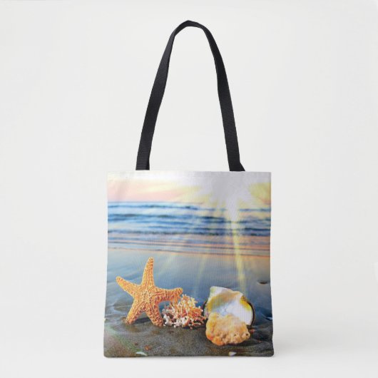 Muscheln und Seestern am Strand Tasche (Vorderseite)