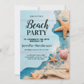 Muscheln und Seestern zum Geburtstag Einladung (Vorderseite)