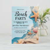 Muscheln und Seestern zum Geburtstag Einladung (Stehend Vorderseite)